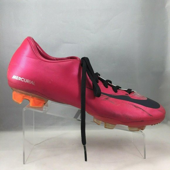 Nike Shoe Soccer Mercurial Miracle FG Mens 6 Cherry/Obsidian/Silver (Pink/Grey)